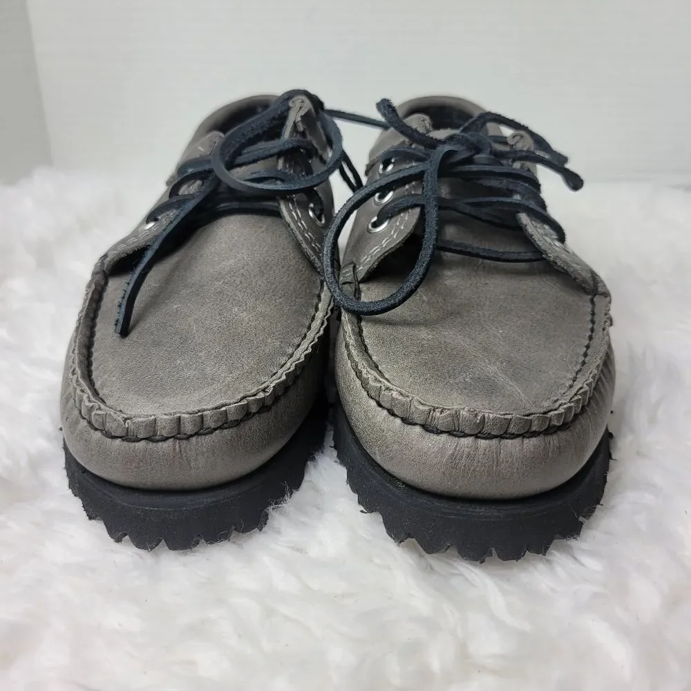 Quoddy Maliseet Bluchers Mens Size 7 D Oxford Gray Leather Boat Shoes New